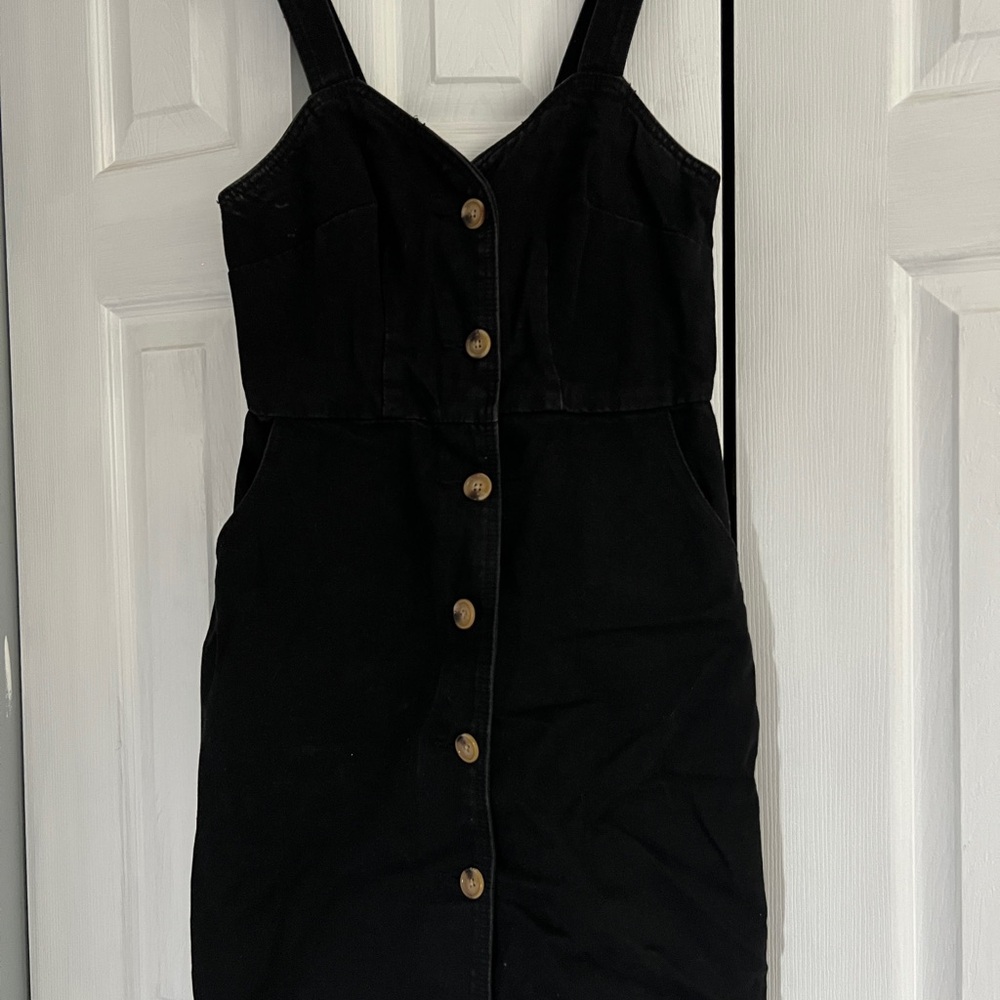 Black Button-Down Denim Dress